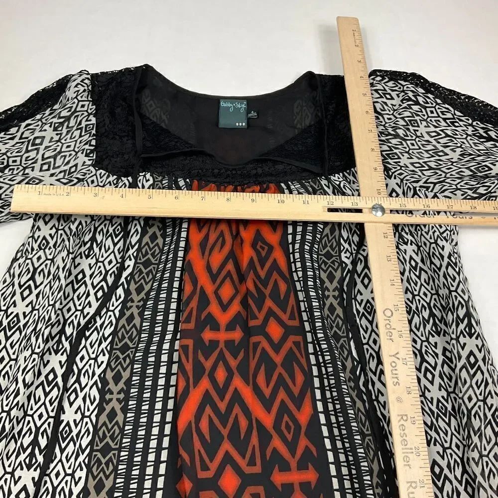 Gabby Skye Womens Lace Shift Dress Printed V-Neck 3/4 Sleeve Pullover Size 4 - Picture 6 of 12
